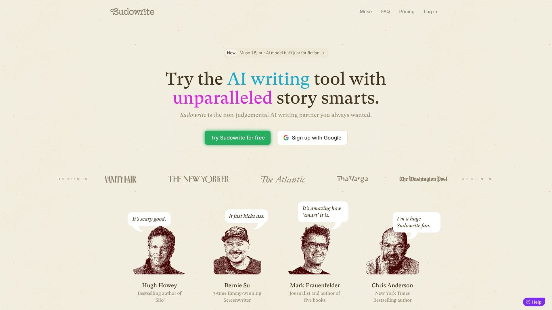 لقطة شاشة لـ Sudowrite AI Writing Partner
