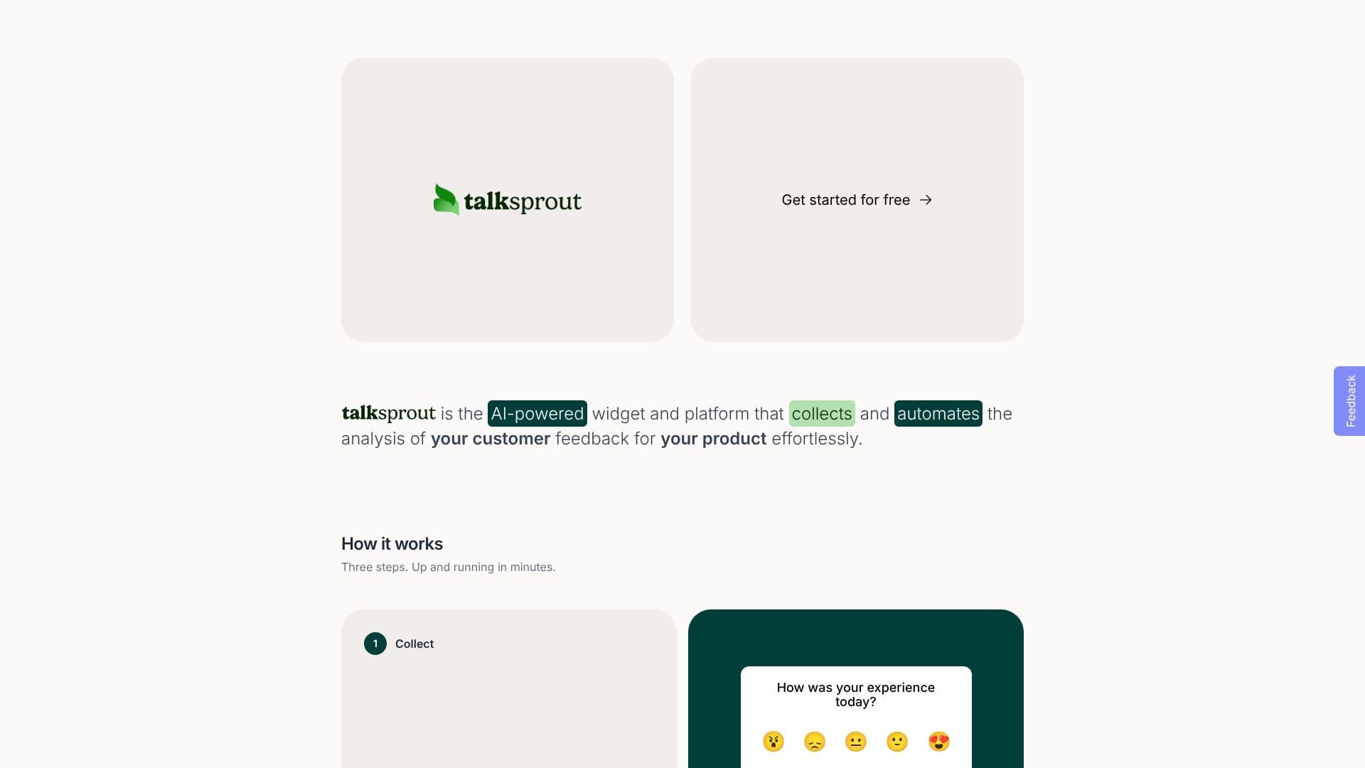 Screenshot von talksprout | KI-Feedback-Sammlung
