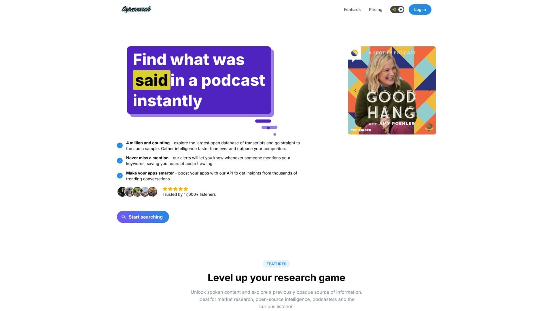 Screenshot von Tapesearch
