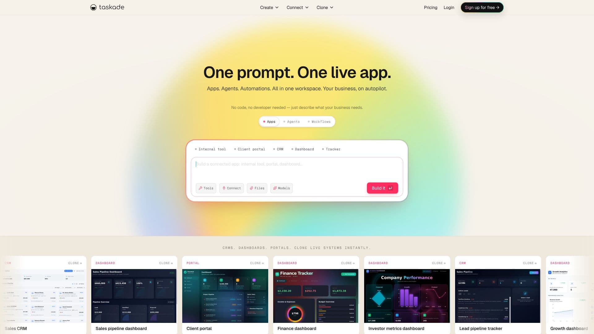 Taskade AI Business App Builder screenshot
