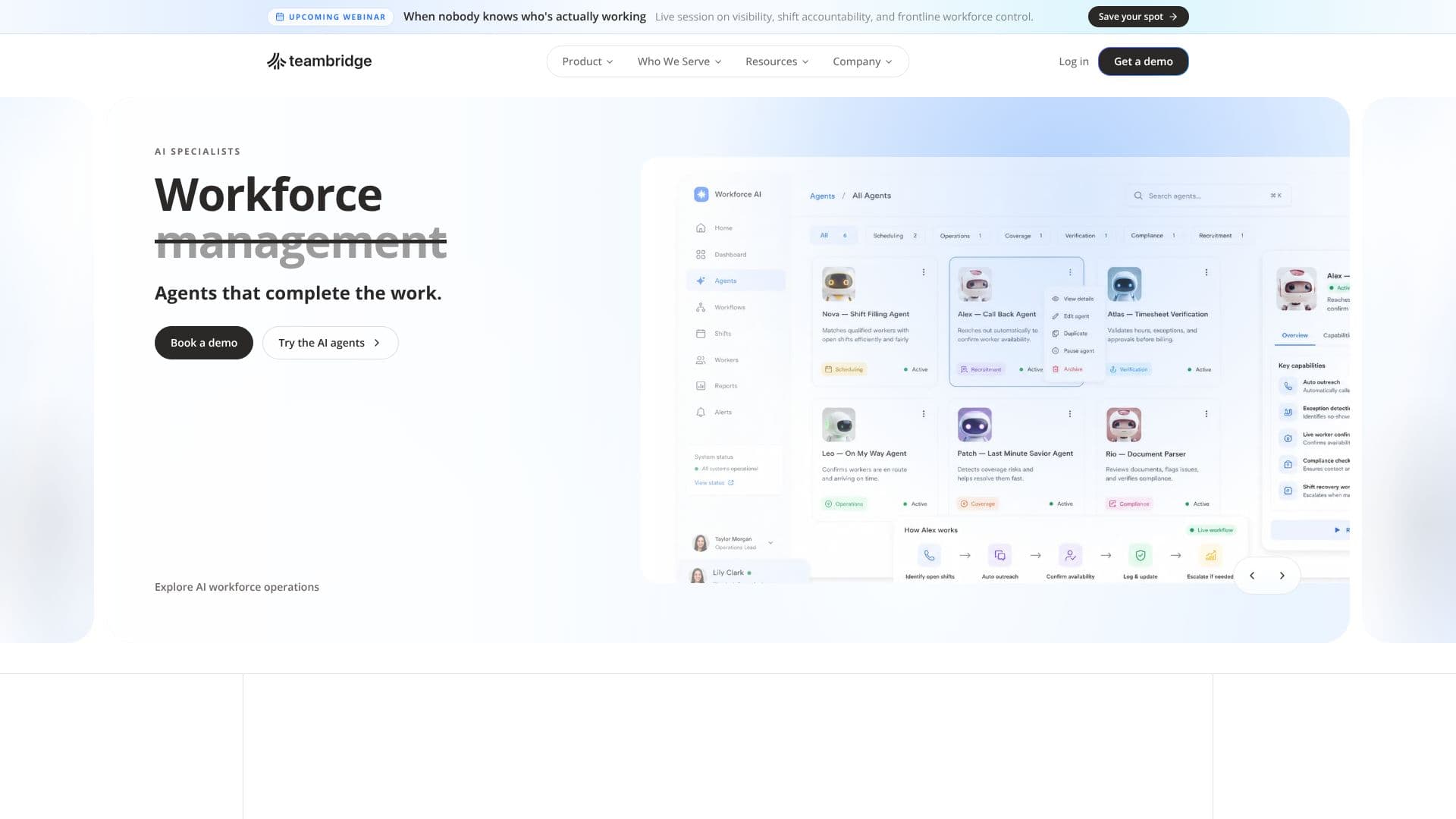Teambridge AI Workforce Management 스크린샷
