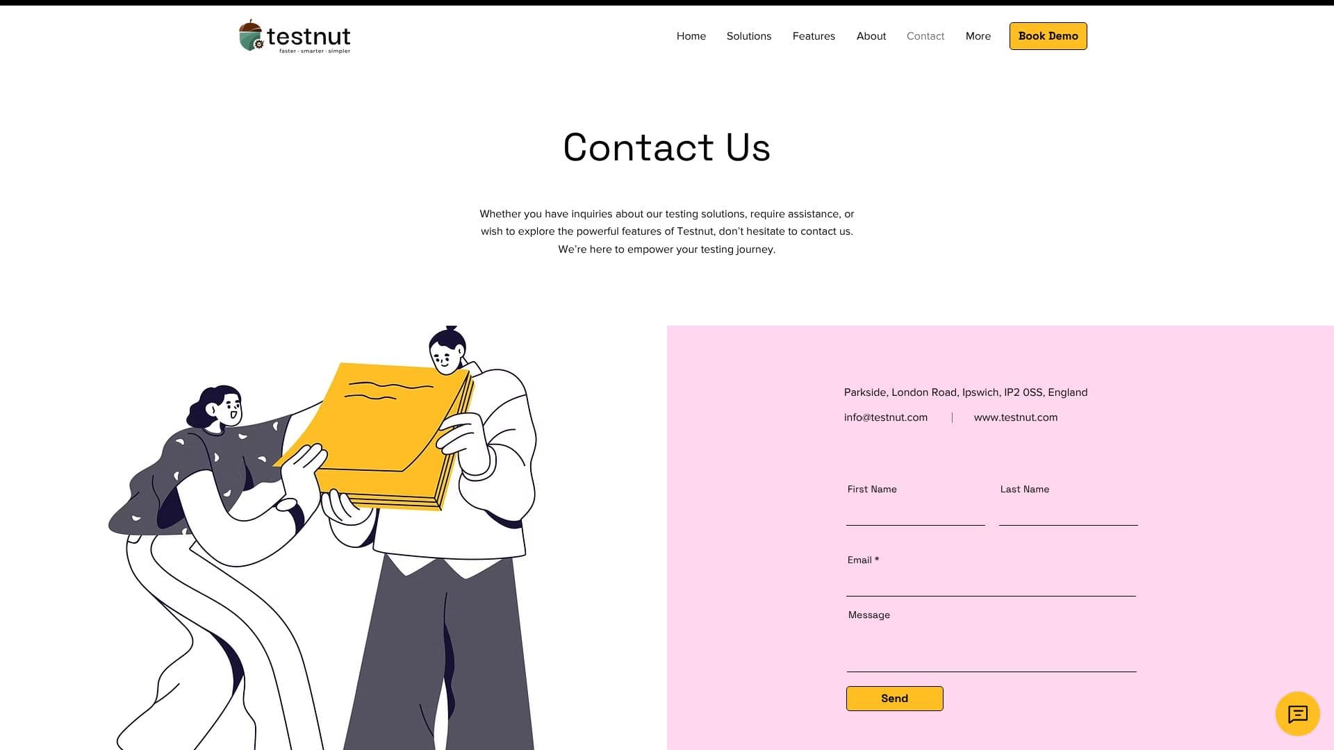 Screenshot von Testnut Kontakt