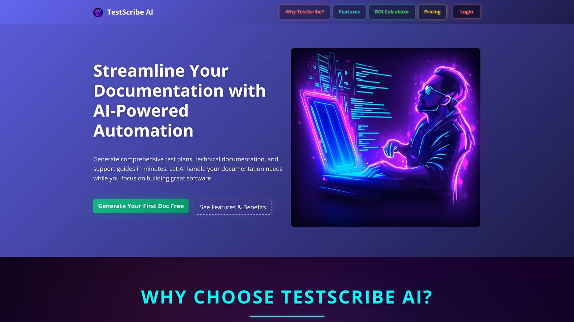 Captura de pantalla de TestScribe AI