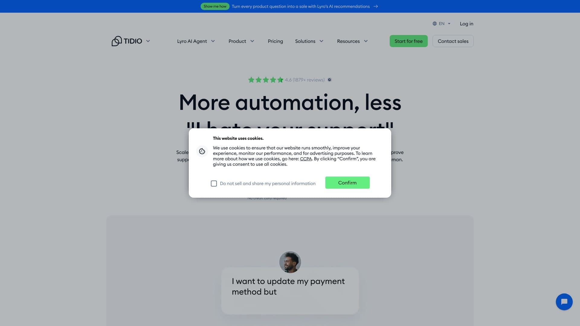 Tidio AI Customer Service Agent screenshot