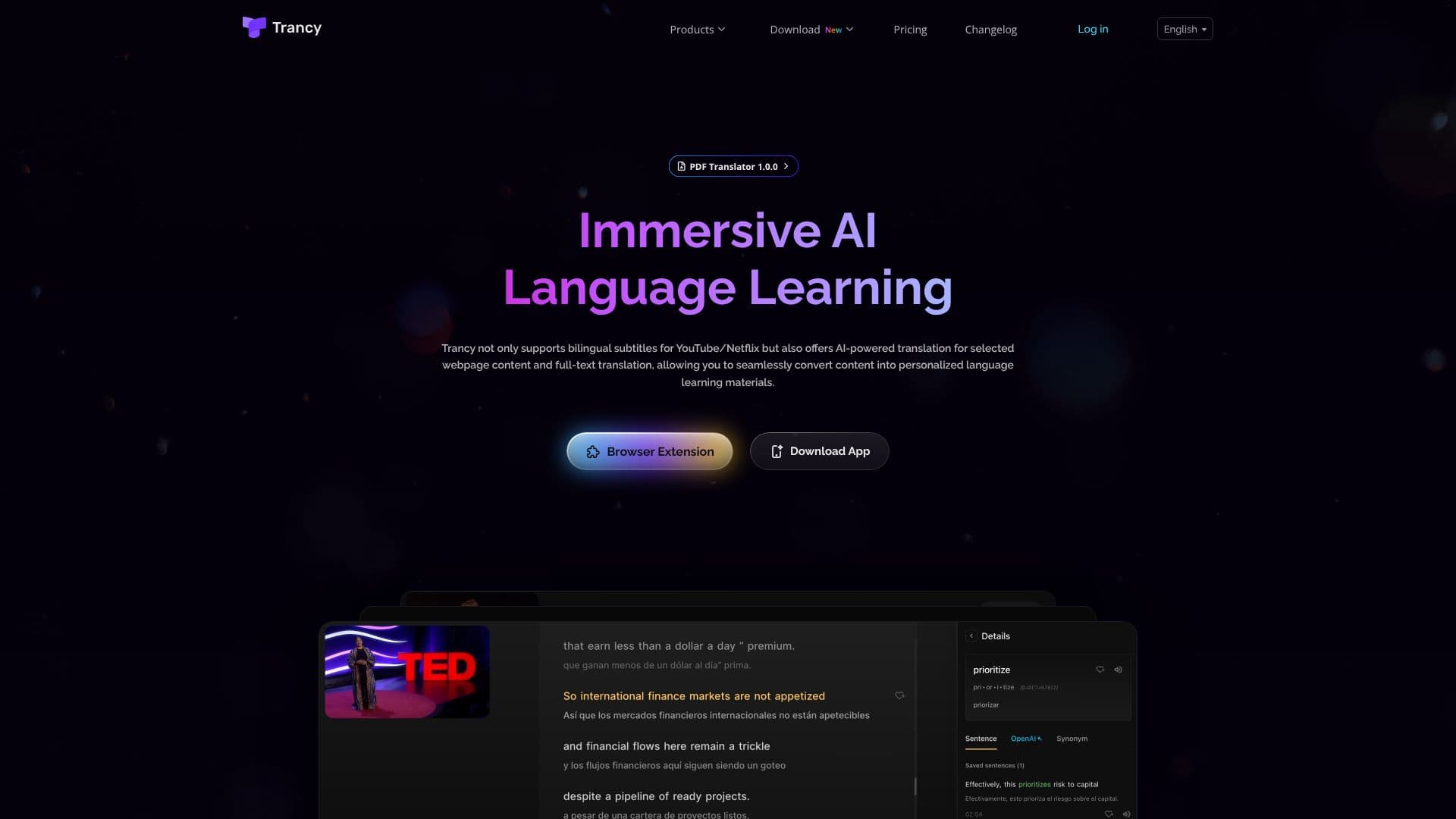 Trancy - AI Language Learning screenshot