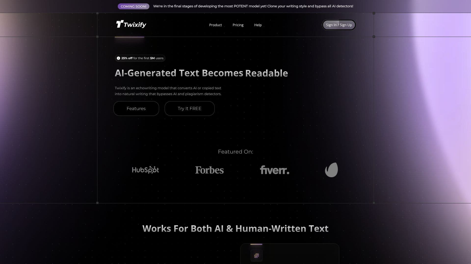 Twixify | AIテキストを人間らしく のスクリーンショット