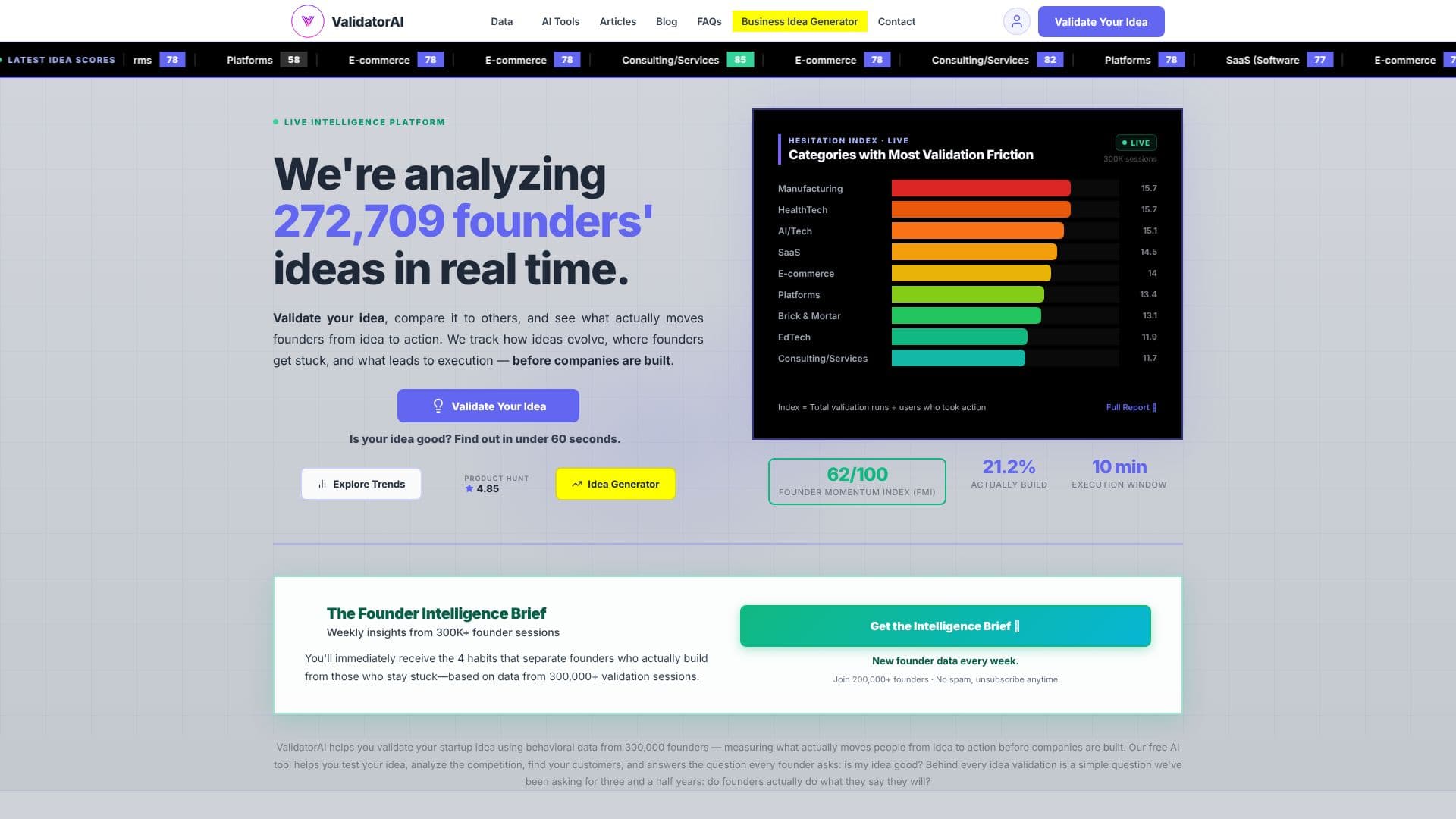 لقطة شاشة لـ ValidatorAI.com