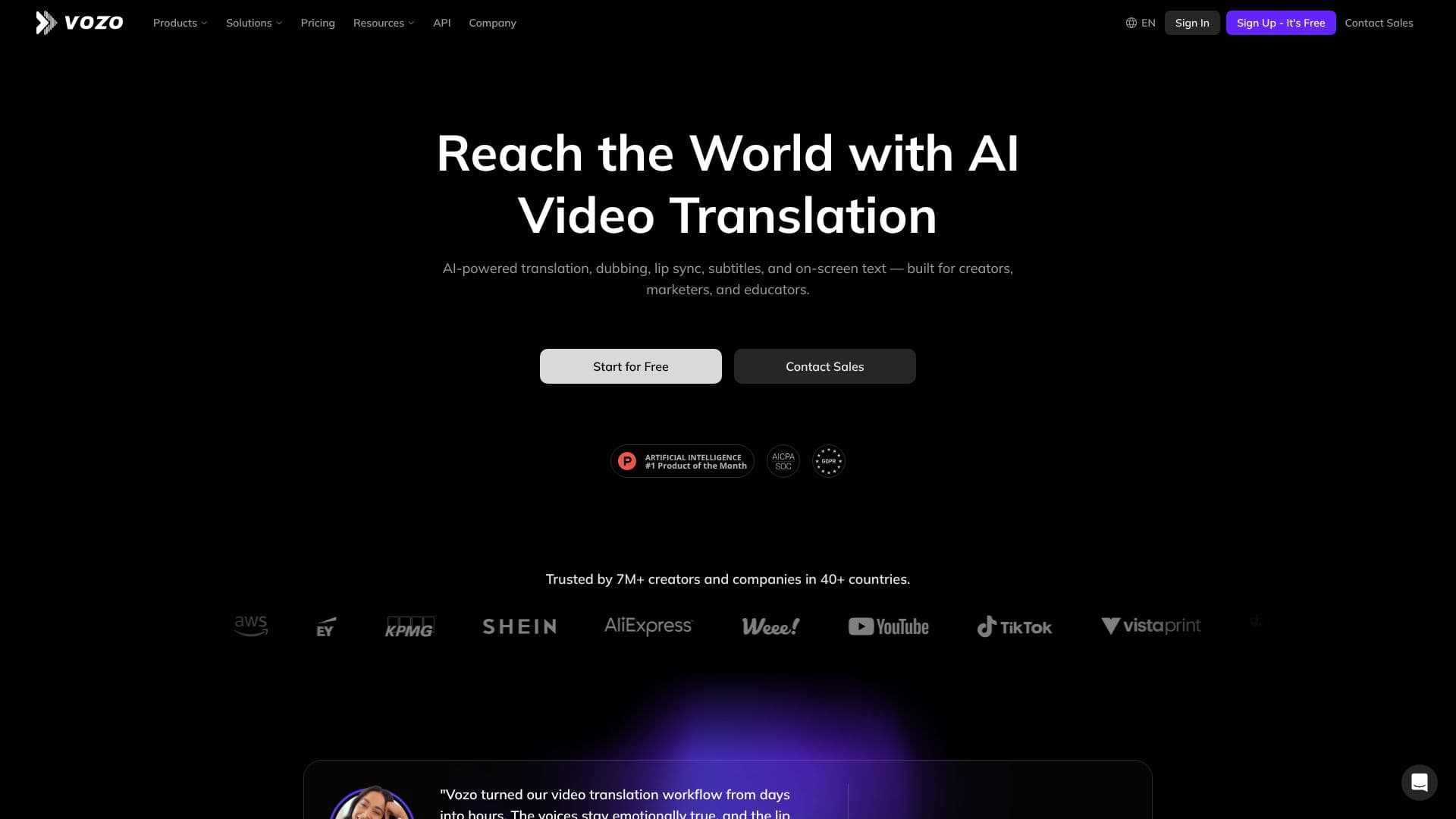 Capture d’écran de Vozo AI Video Translator