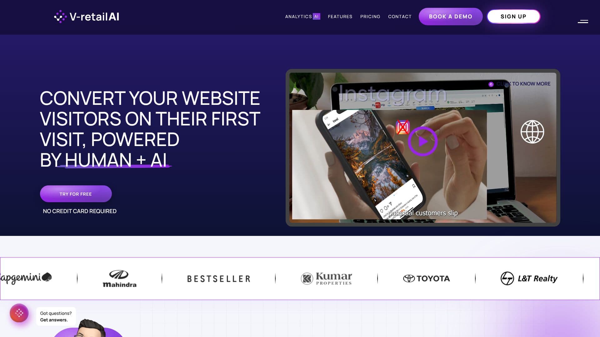 Screenshot von V-Retail AI Sales Tool