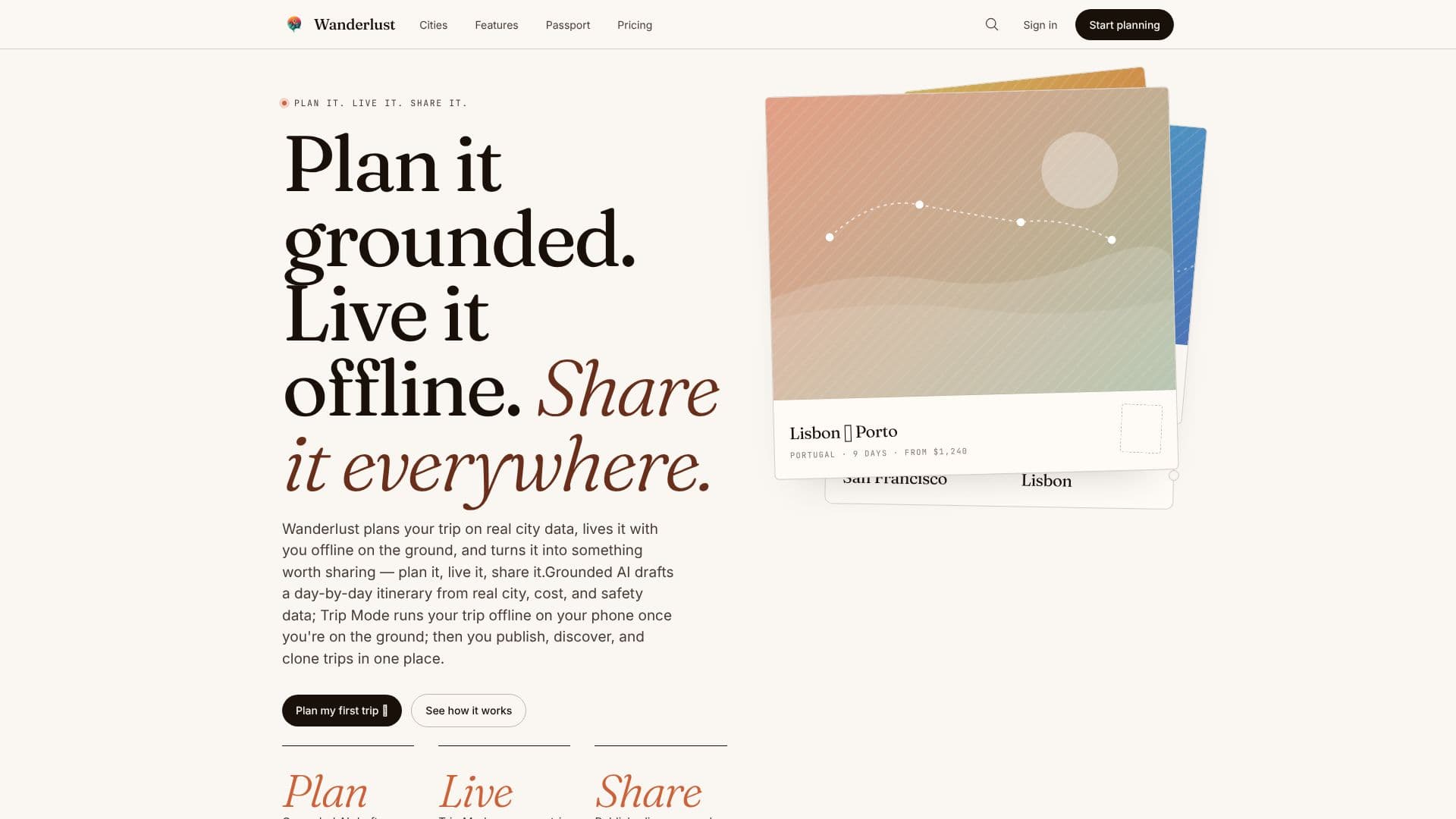 Wanderlust Trip Planner screenshot
