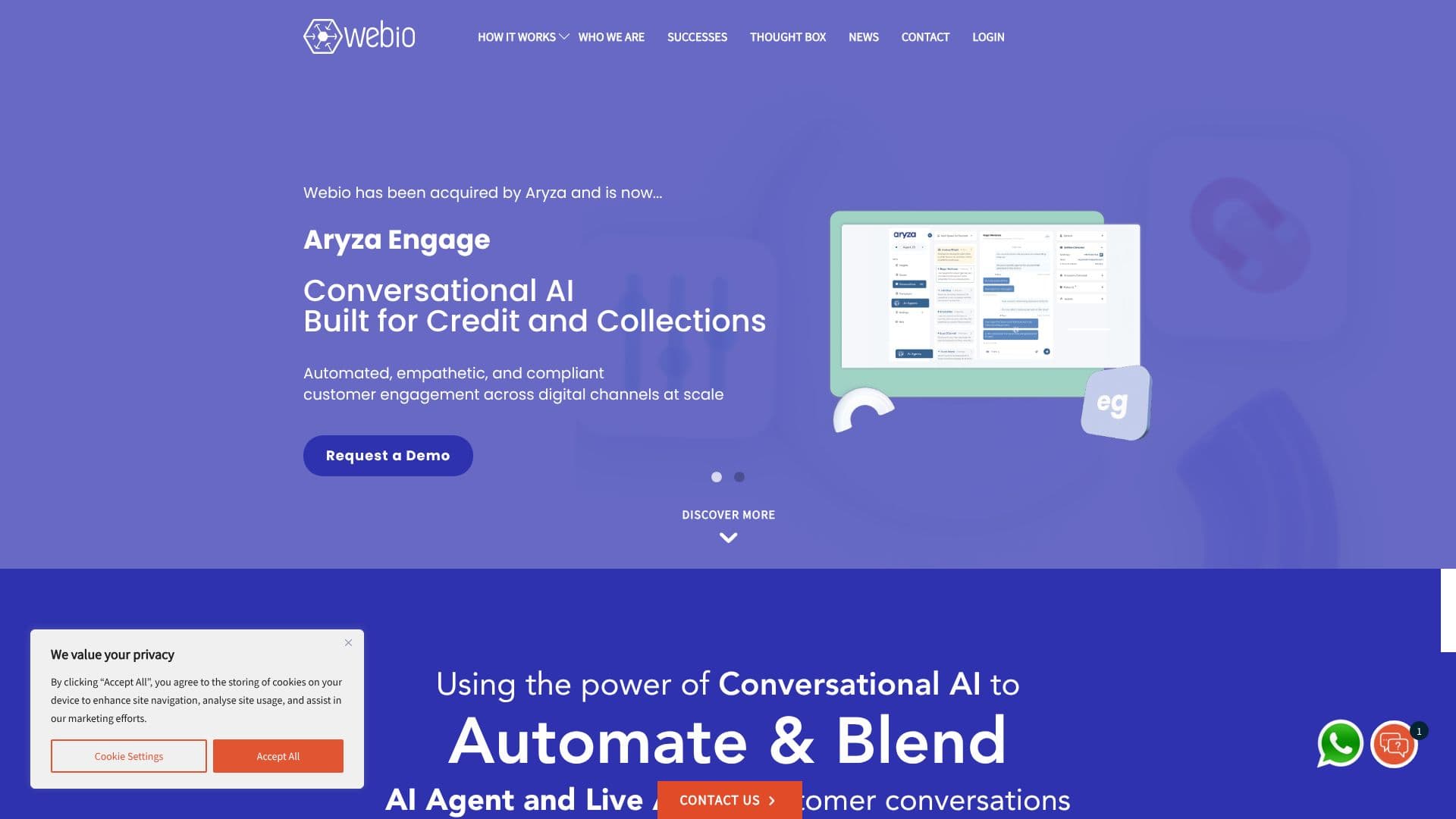 Aryza Engage Conversational AI のスクリーンショット