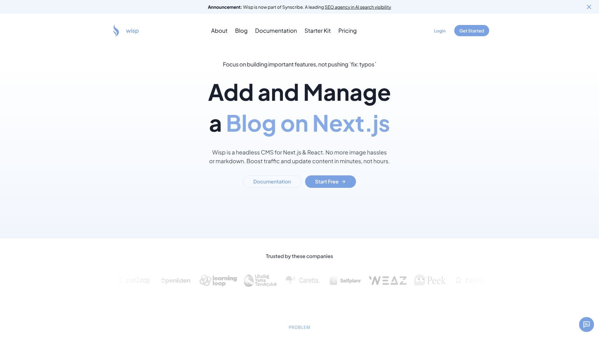 Wisp CMS for Next.js 스크린샷