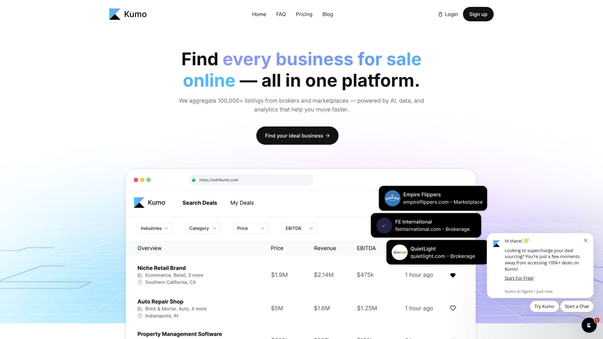 لقطة شاشة لـ Kumo Deal Sourcing