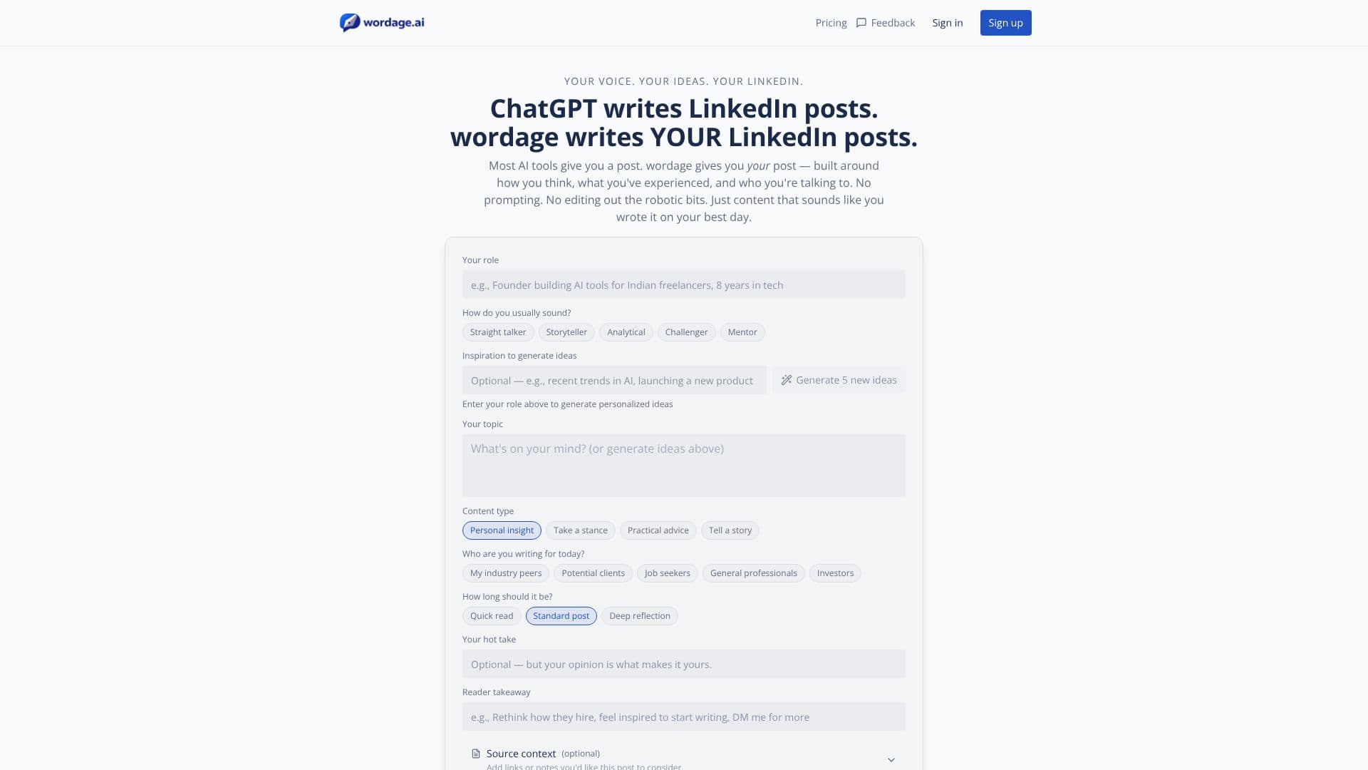 Wordage.ai LinkedIn Posts 截图