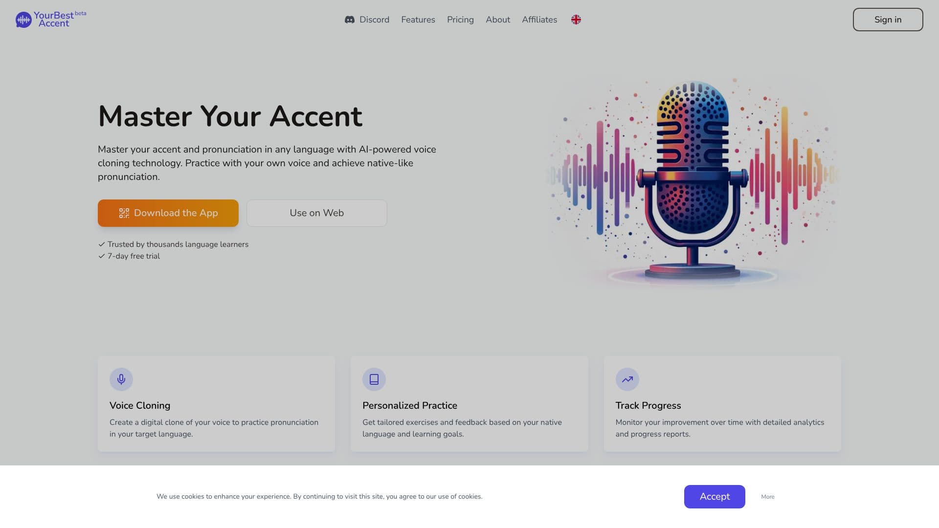 Tangkapan layar Pelatihan Suara AI YourBestAccent