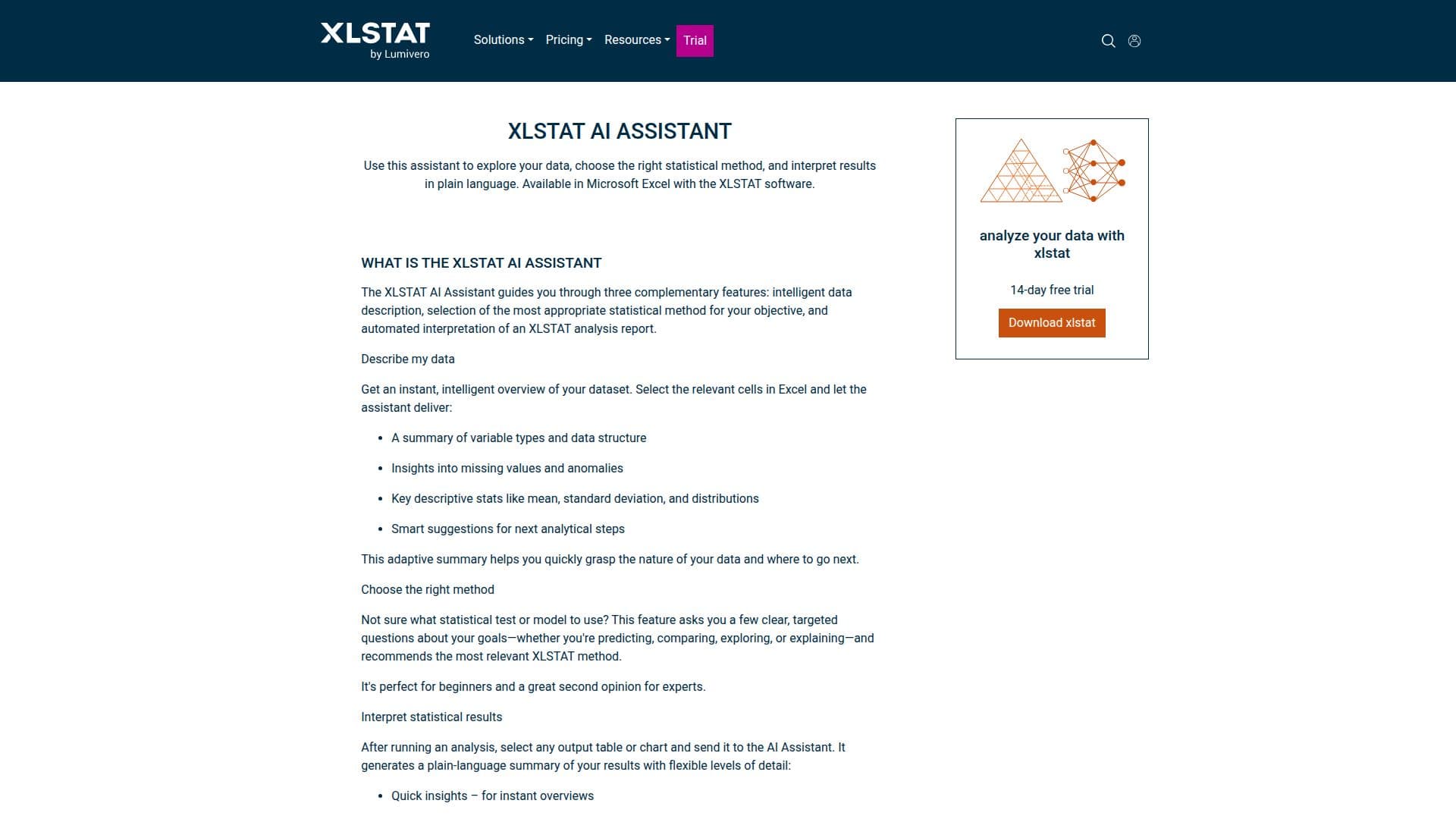 XLSTAT AI Assistant screenshot