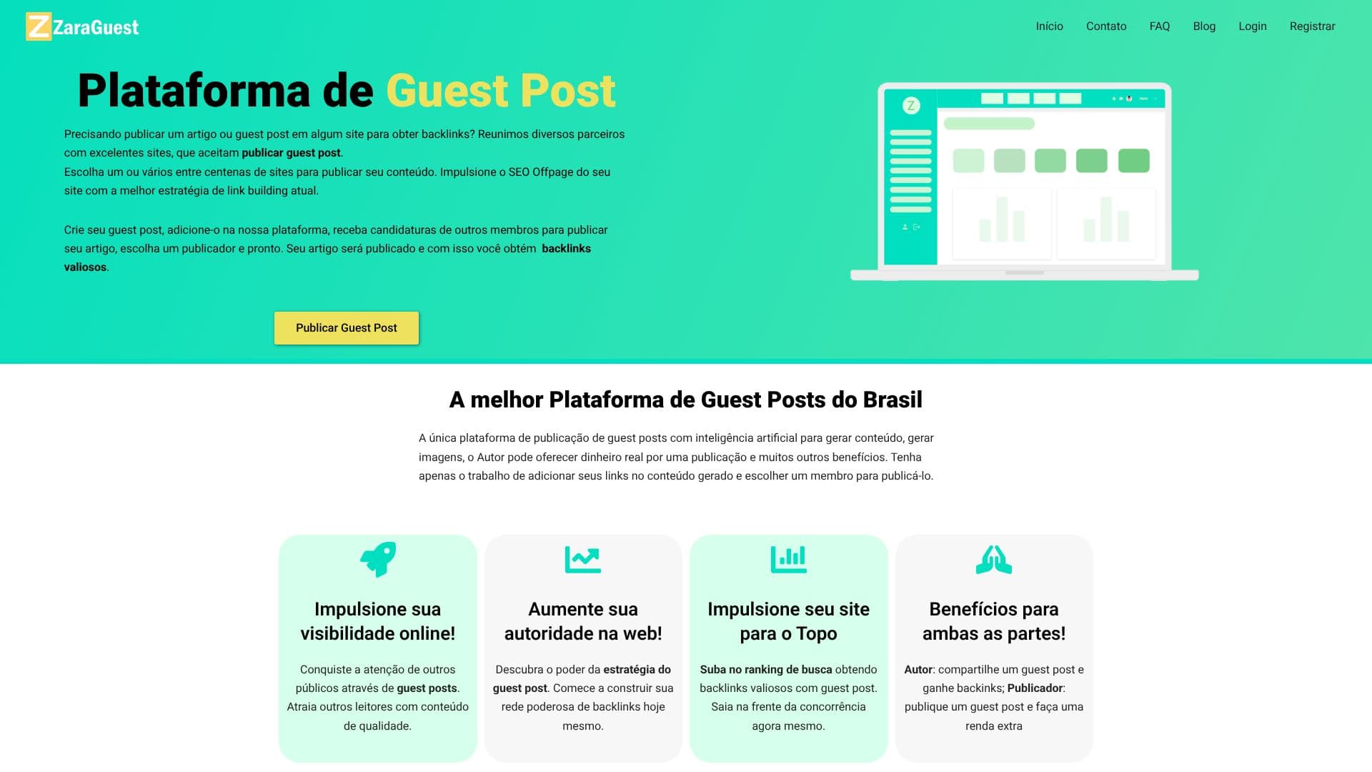 ZaraGuest Guest Post Platform のスクリーンショット