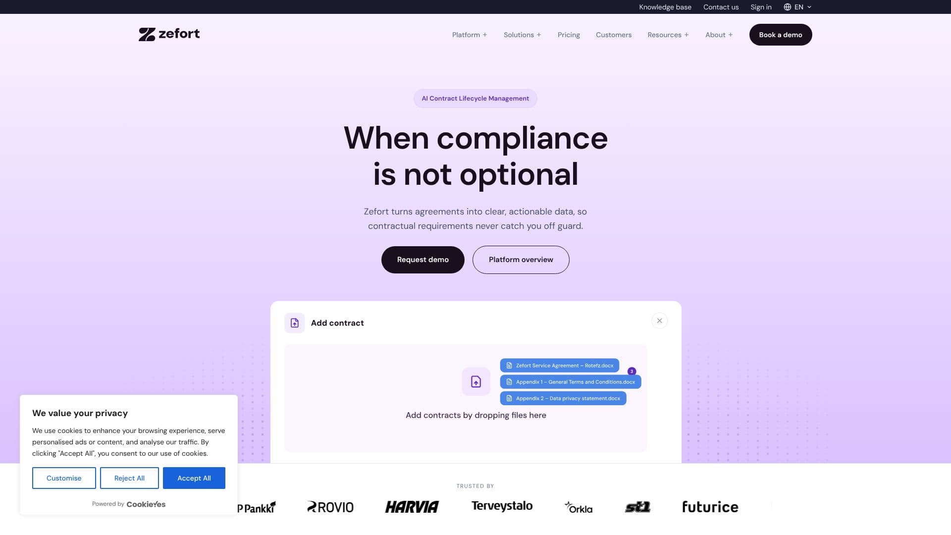 Captura de pantalla de Zefort Gestión de Contratos con IA