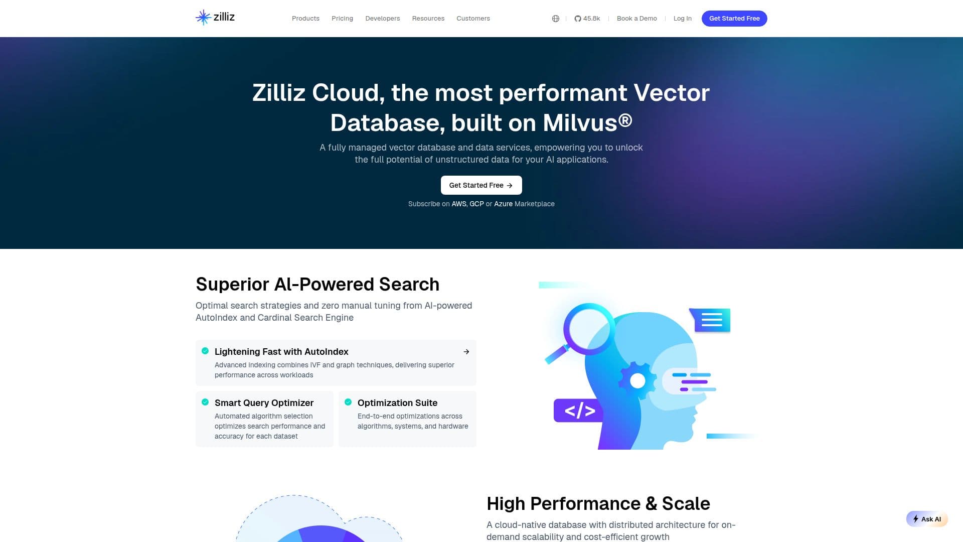 Zilliz Cloud のスクリーンショット