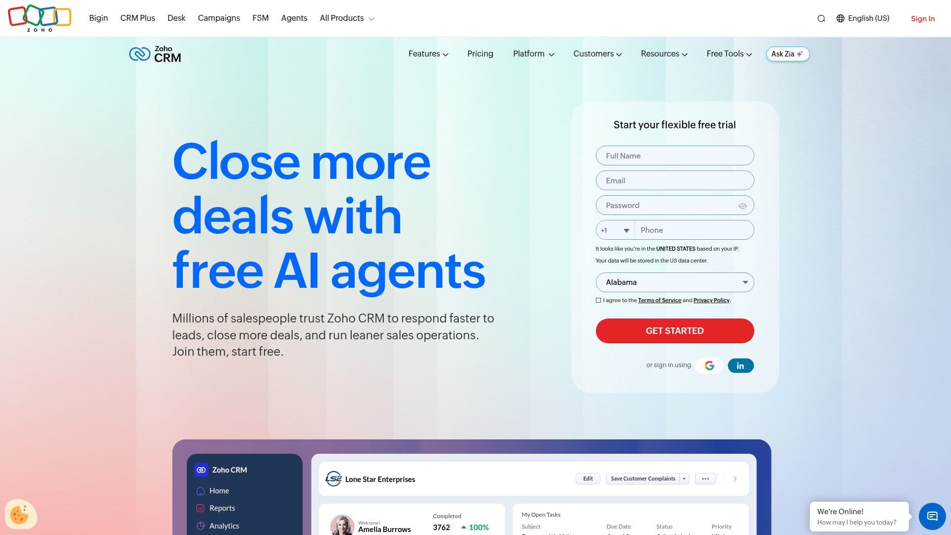 Zoho CRM screenshot