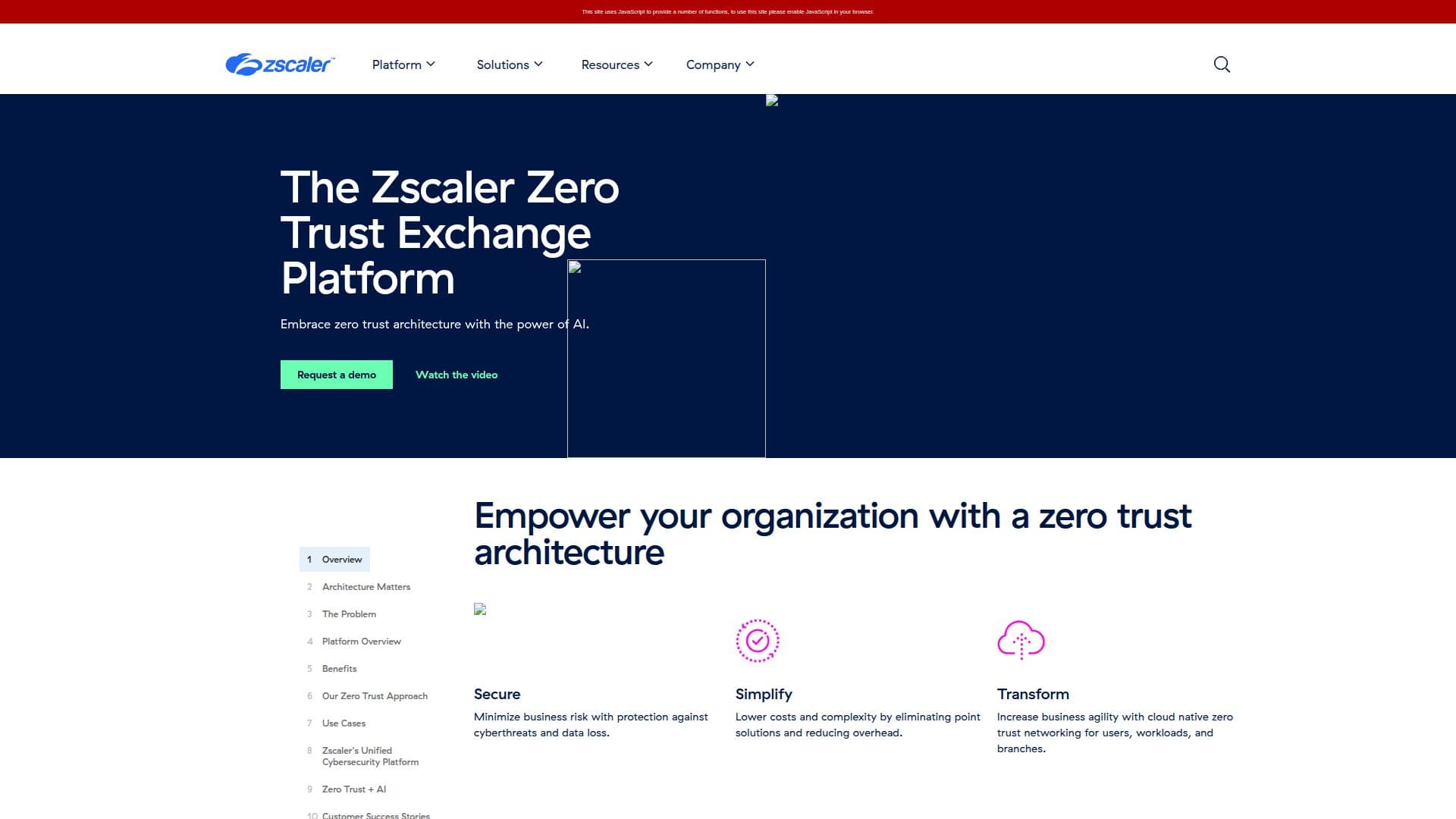 Capture d’écran de Zscaler Zero Trust Exchange