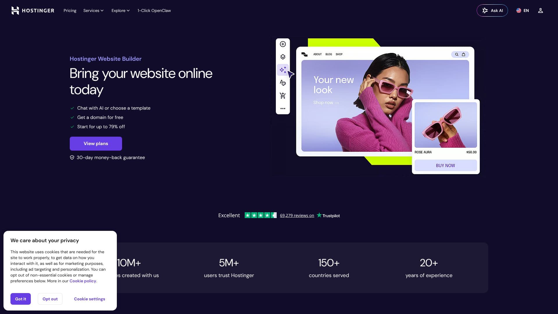 Hostinger Website Builder screenshot