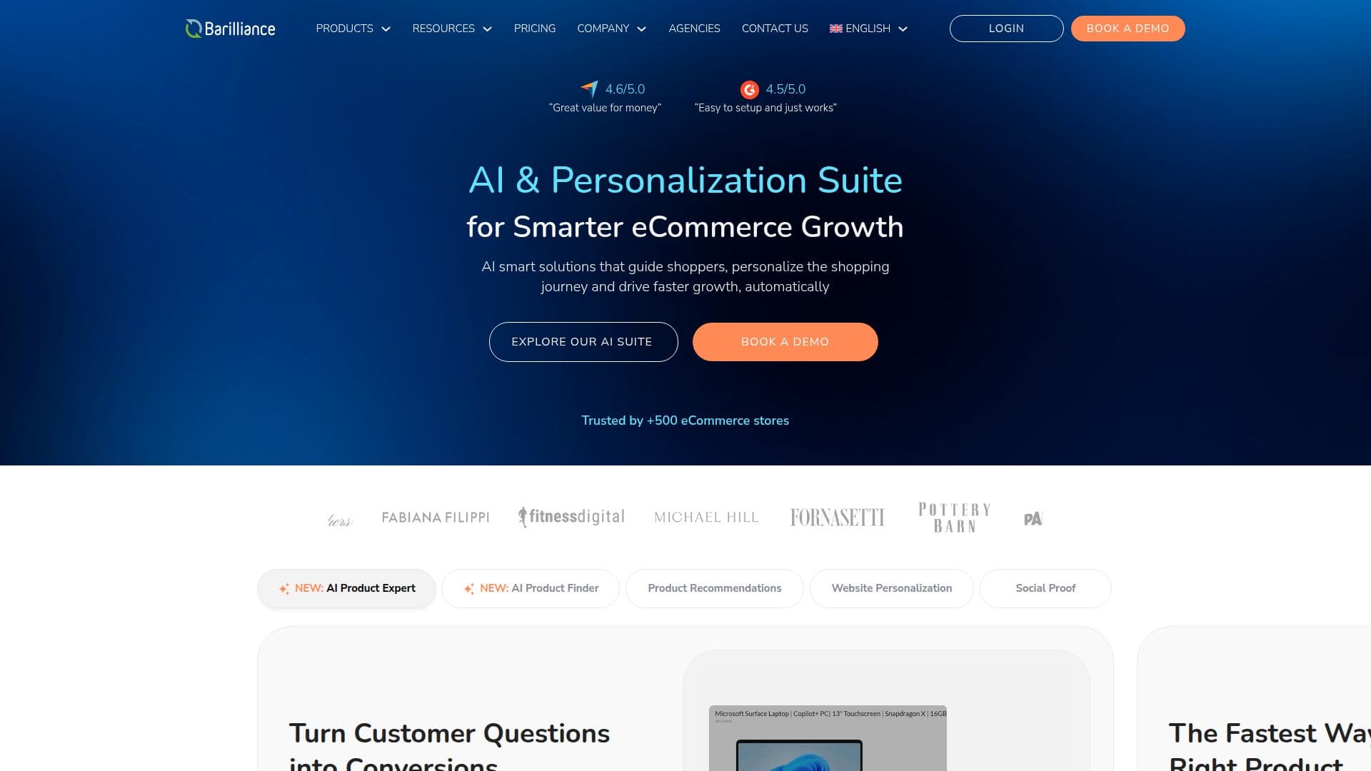 Barilliance Ecommerce Personalisierung screenshot
