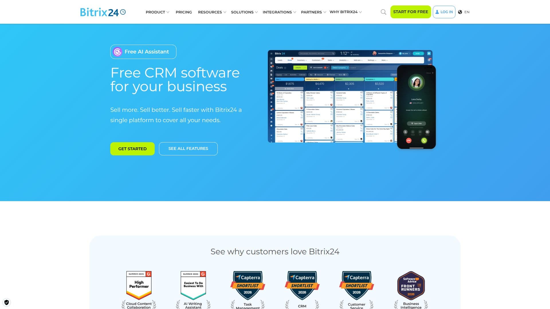 Bitrix24 AI CRM screenshot