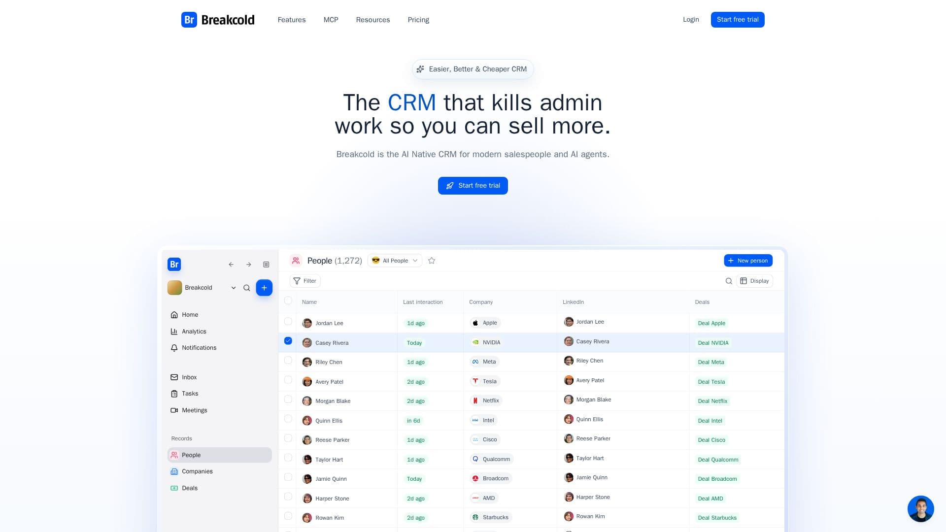 Breakcold - AI-natives CRM screenshot
