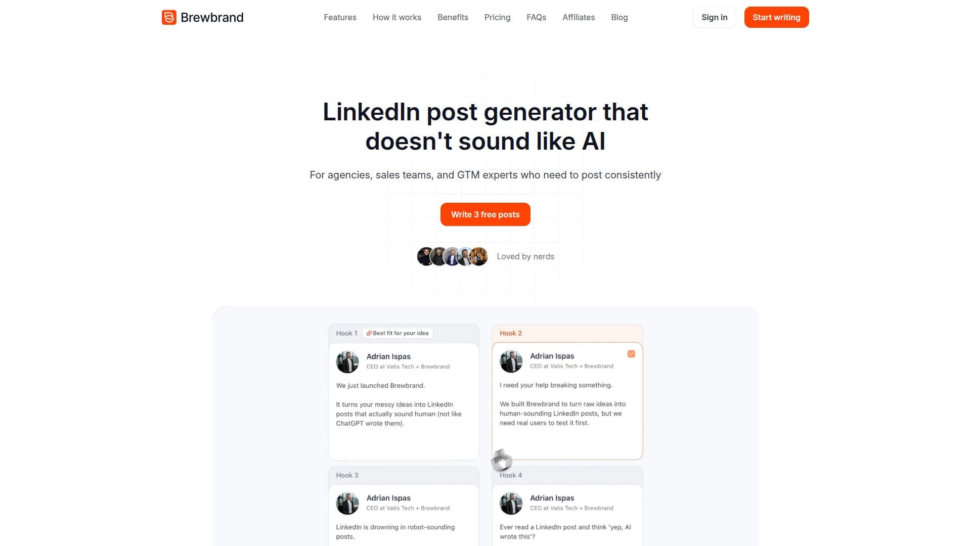 Brewbrand LinkedIn Post Generator screenshot