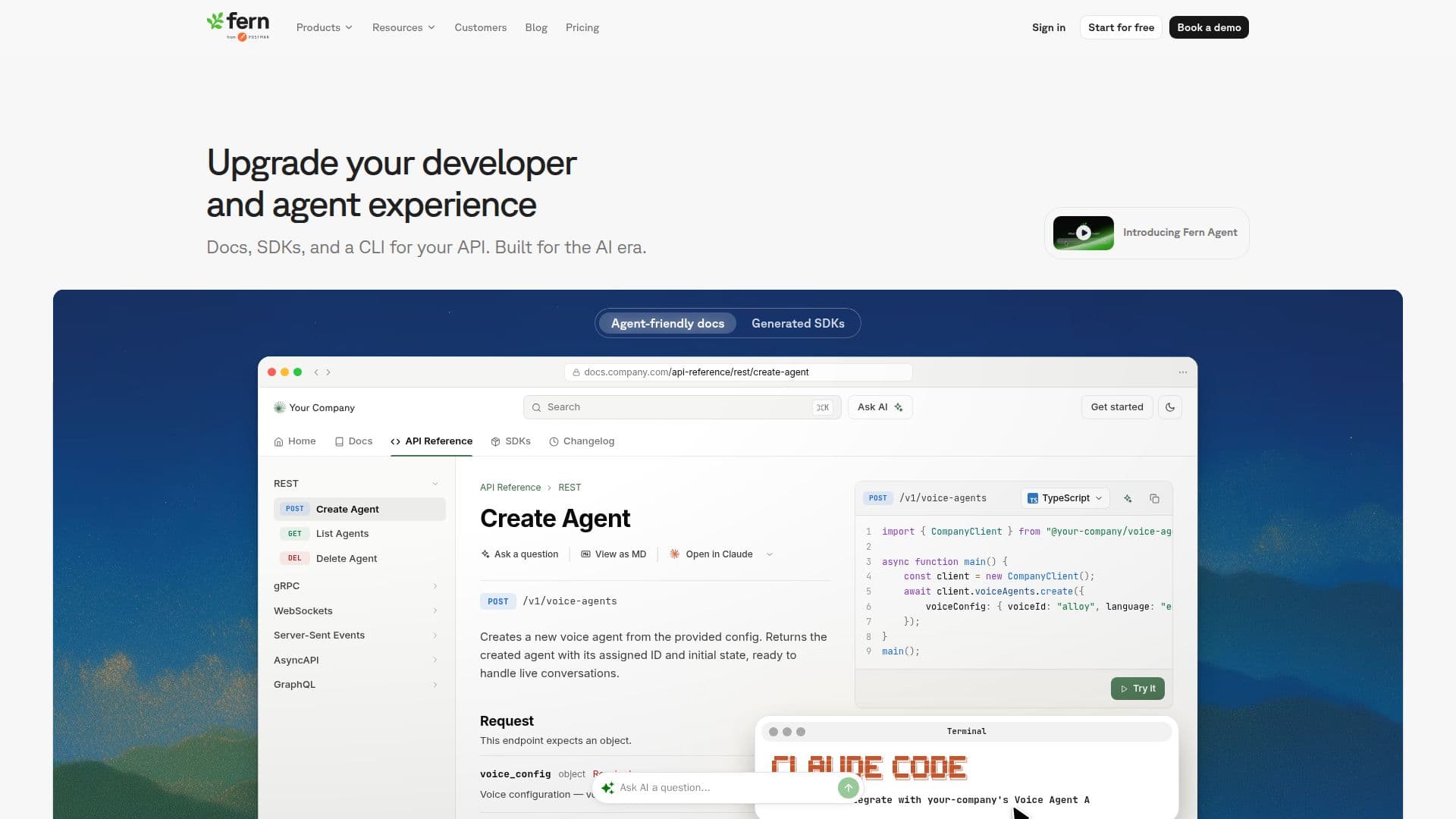 Fern: Documentos, SDKs e CLIs para APIs screenshot