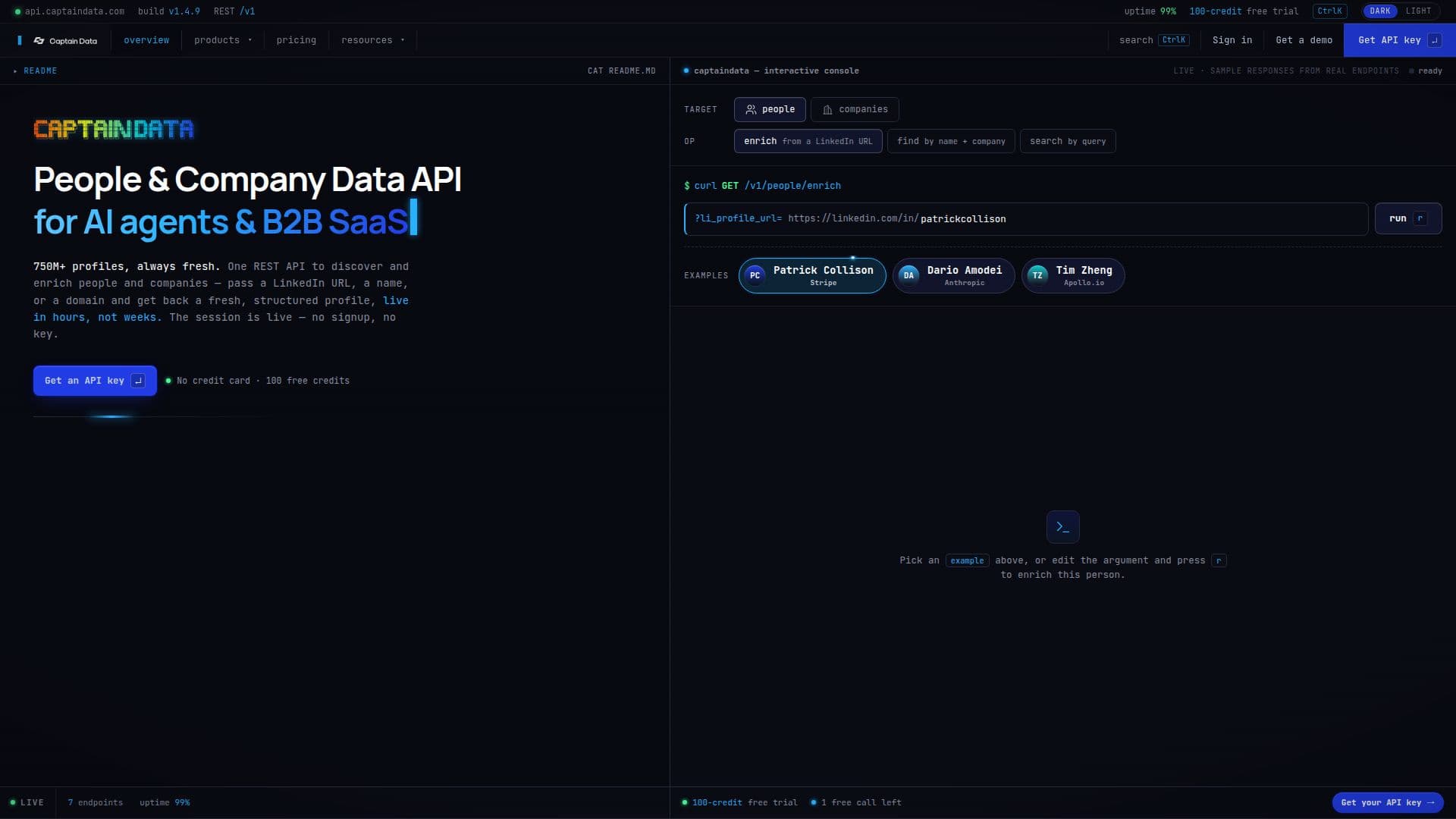واجهة برمجة التطبيقات كابتن داتا screenshot