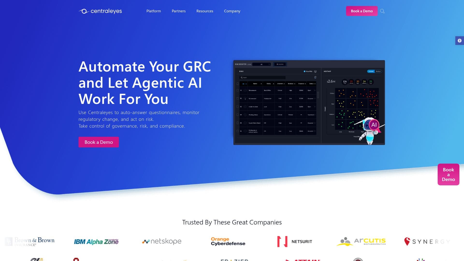 Plataforma GRC Potenciada por IA de Centraleyes screenshot