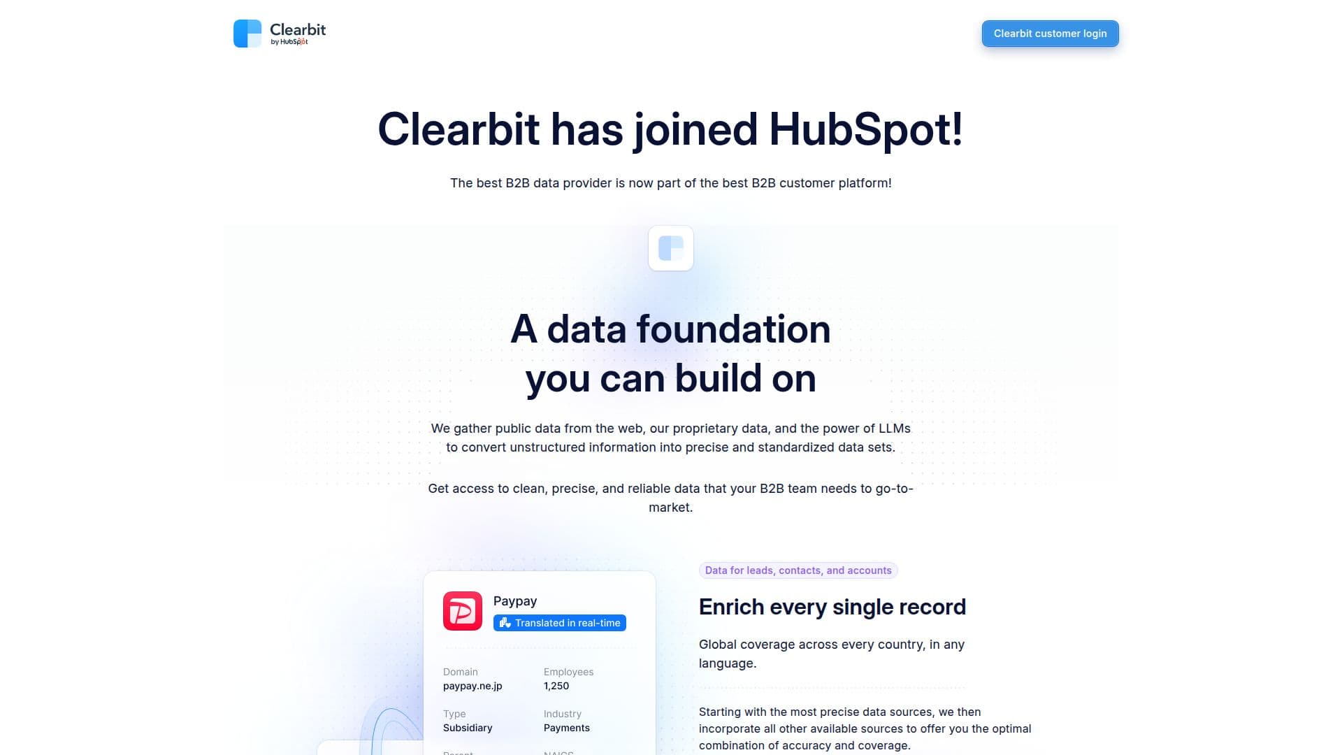 Integración de Clearbit con HubSpot screenshot
