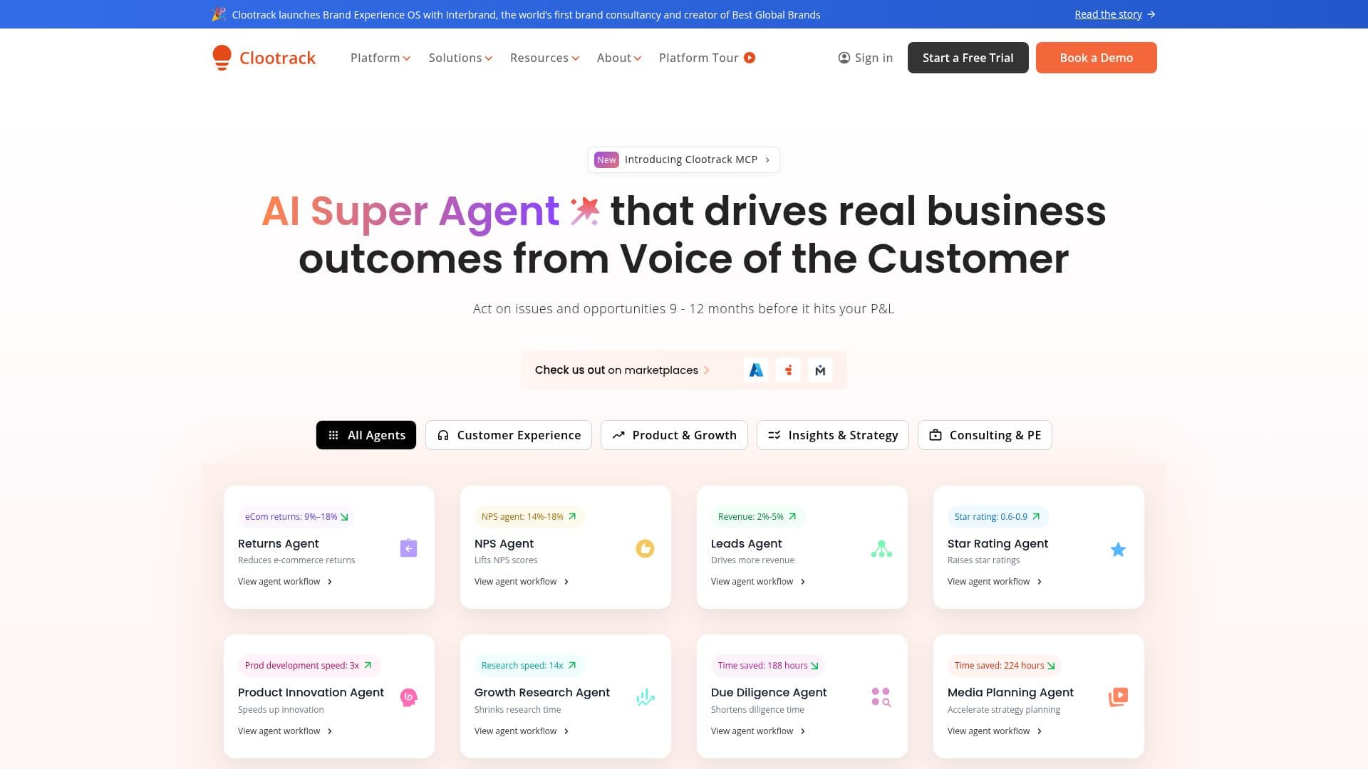 Clootrack AI Super Agent screenshot