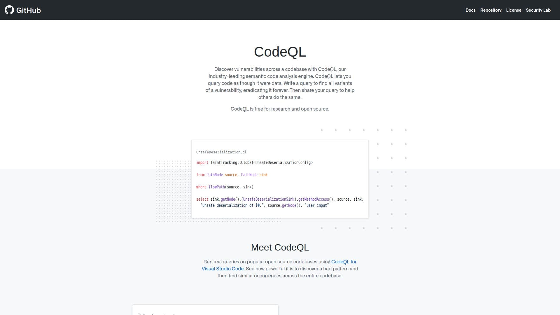 CodeQL screenshot