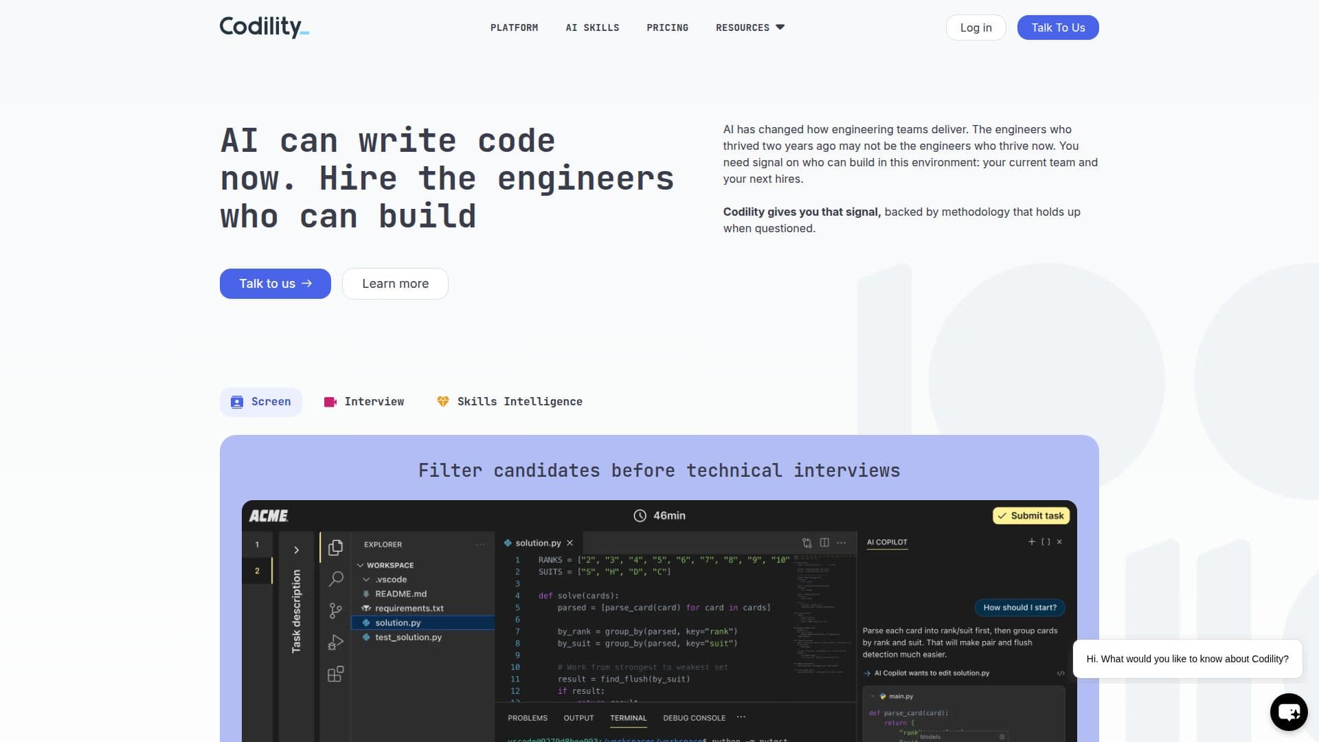 Codility: اختبارات البرمجة والمقابلات عبر الإنترنت screenshot