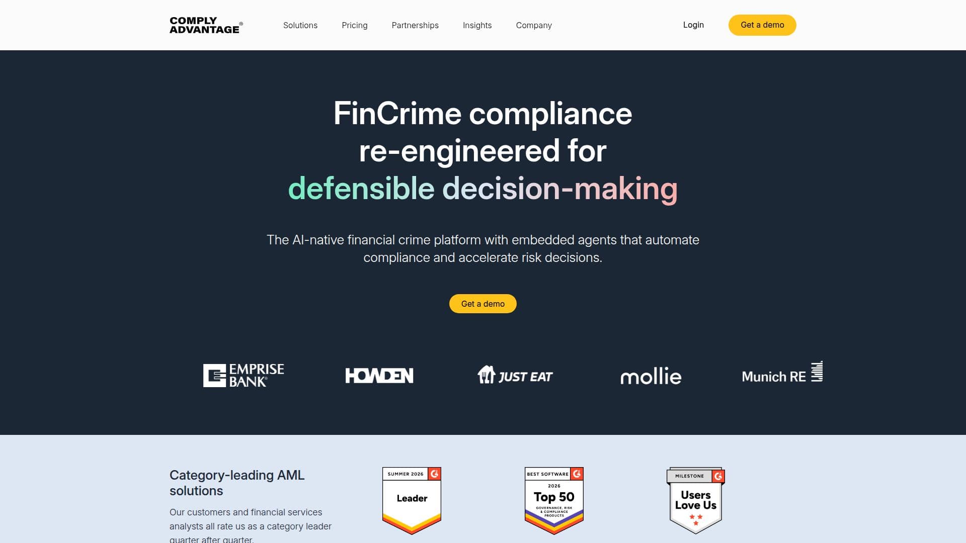 ComplyAdvantage | AI-driven fraud & AML risk detection screenshot