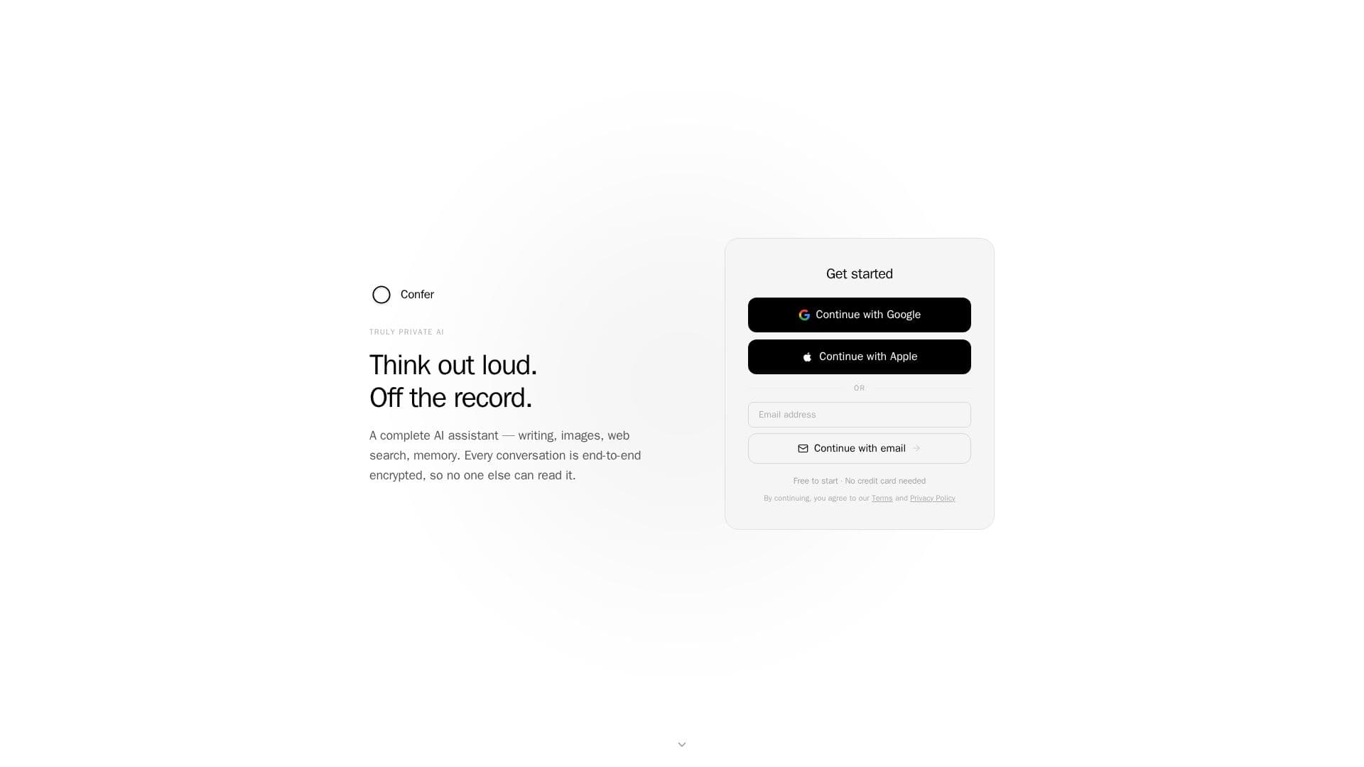 Confer — Assistente de IA Privado screenshot