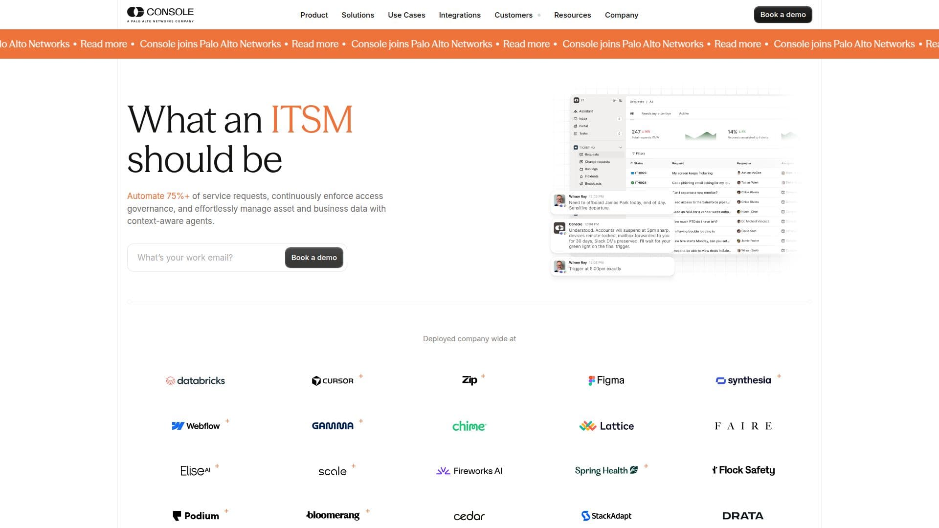 Console | AI-natives ITSM screenshot