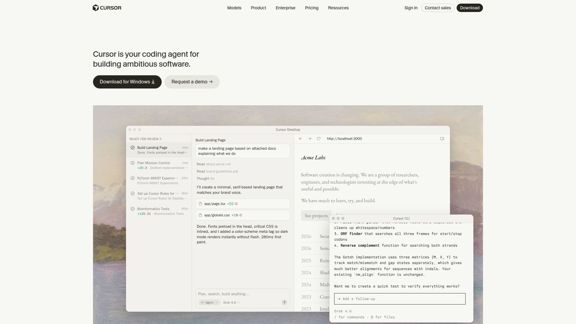 Cursor - Agent de codage IA pour la création de logiciels ambitieux screenshot