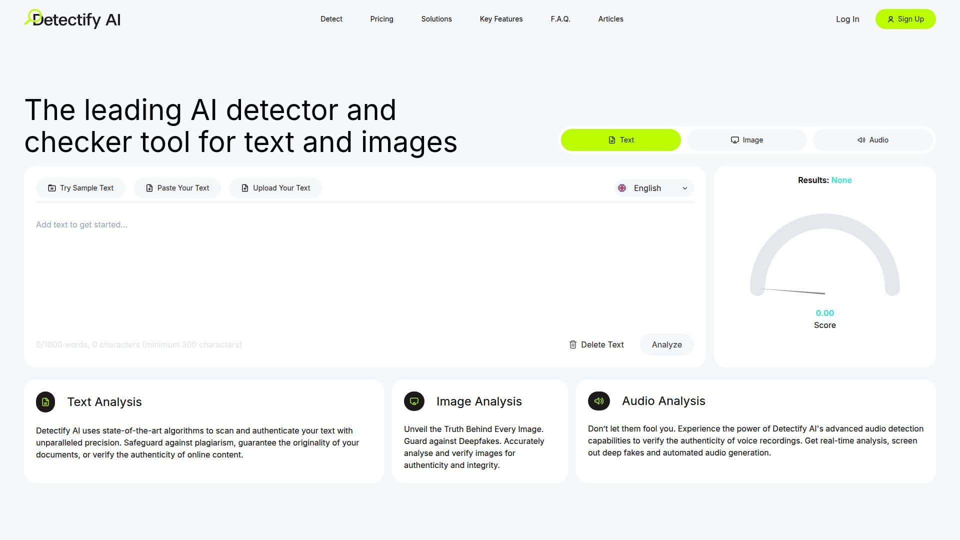 Detectify AI Detector screenshot