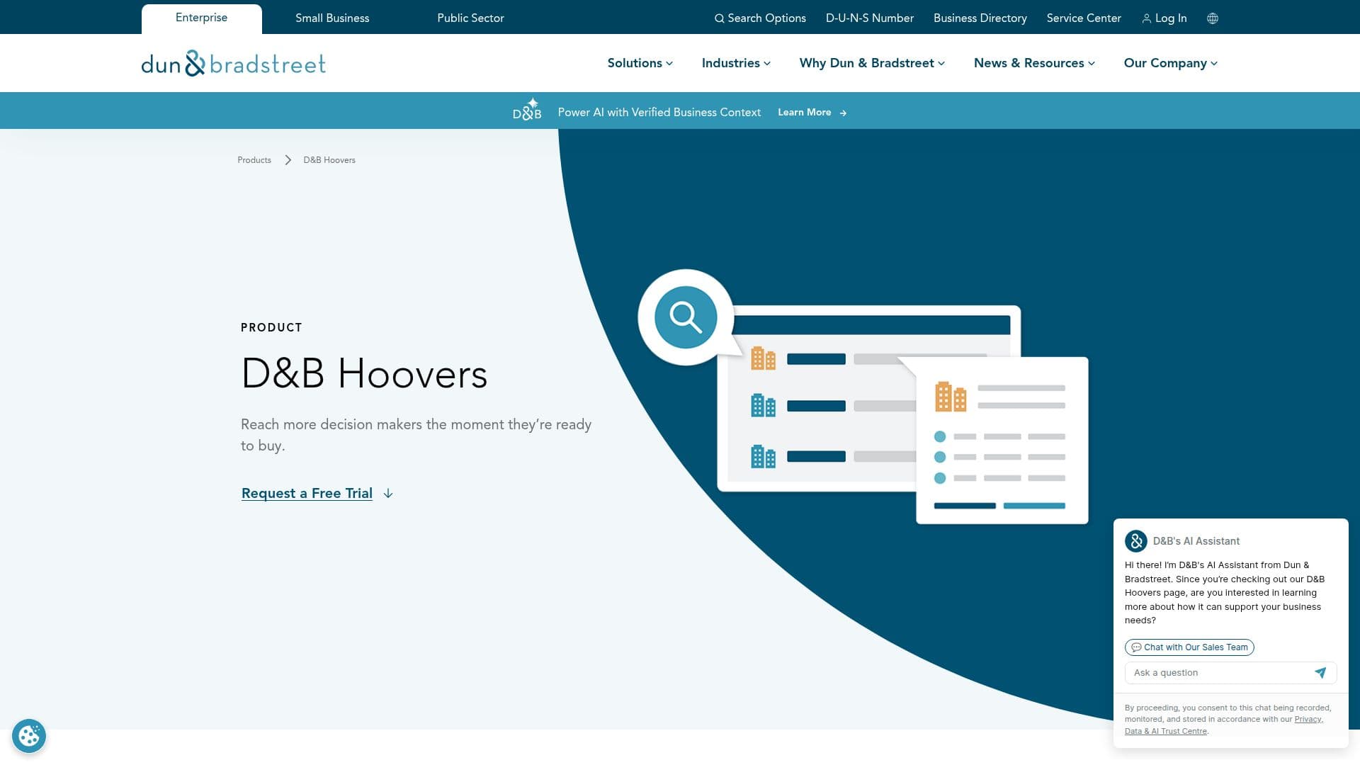 D&B Hoovers screenshot