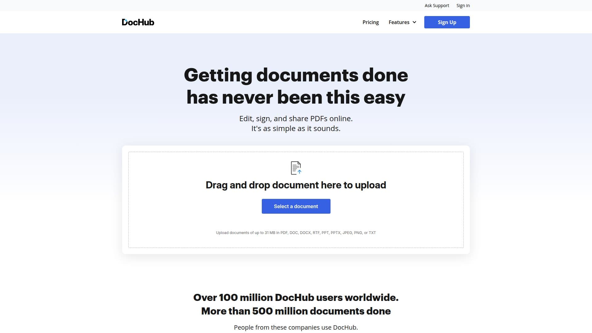 DocHub PDF Editor screenshot