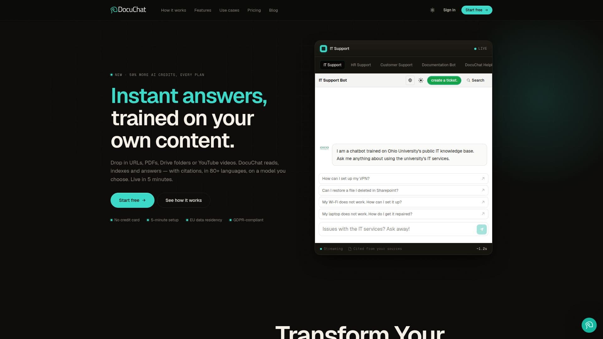 DocuChat – Zuverlässige KI-Chatbots für Unternehmen screenshot