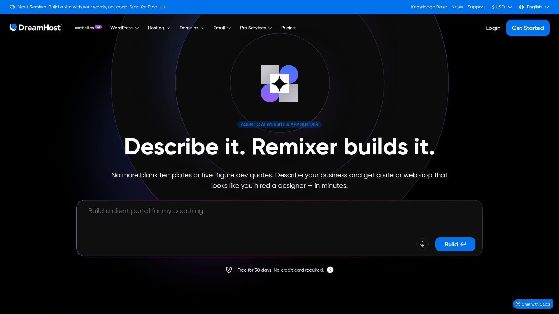 DreamHost Liftoff — منشئ مواقع وتطبيقات مدعوم بالذكاء الاصطناعي screenshot
