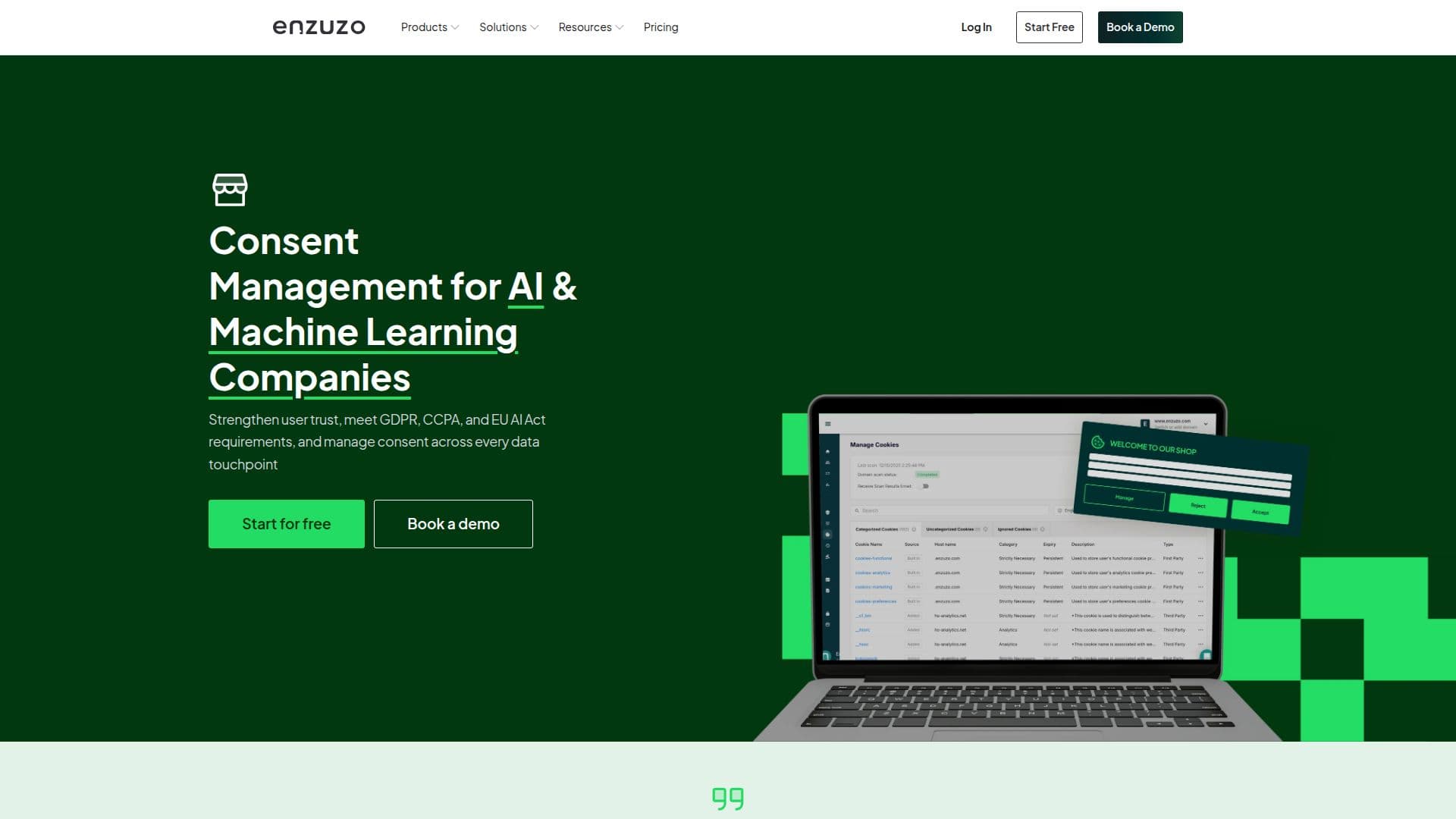 Gestion du consentement aux cookies Enzuzo screenshot