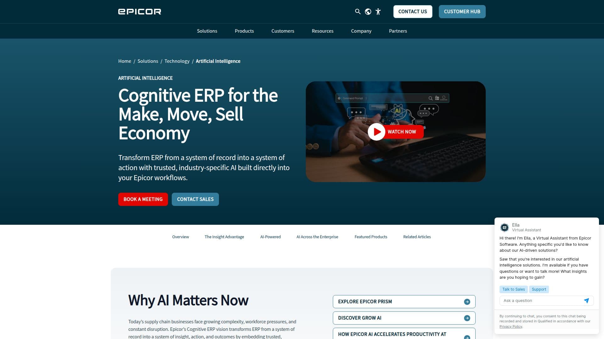 Soluções de IA do Epicor ERP screenshot
