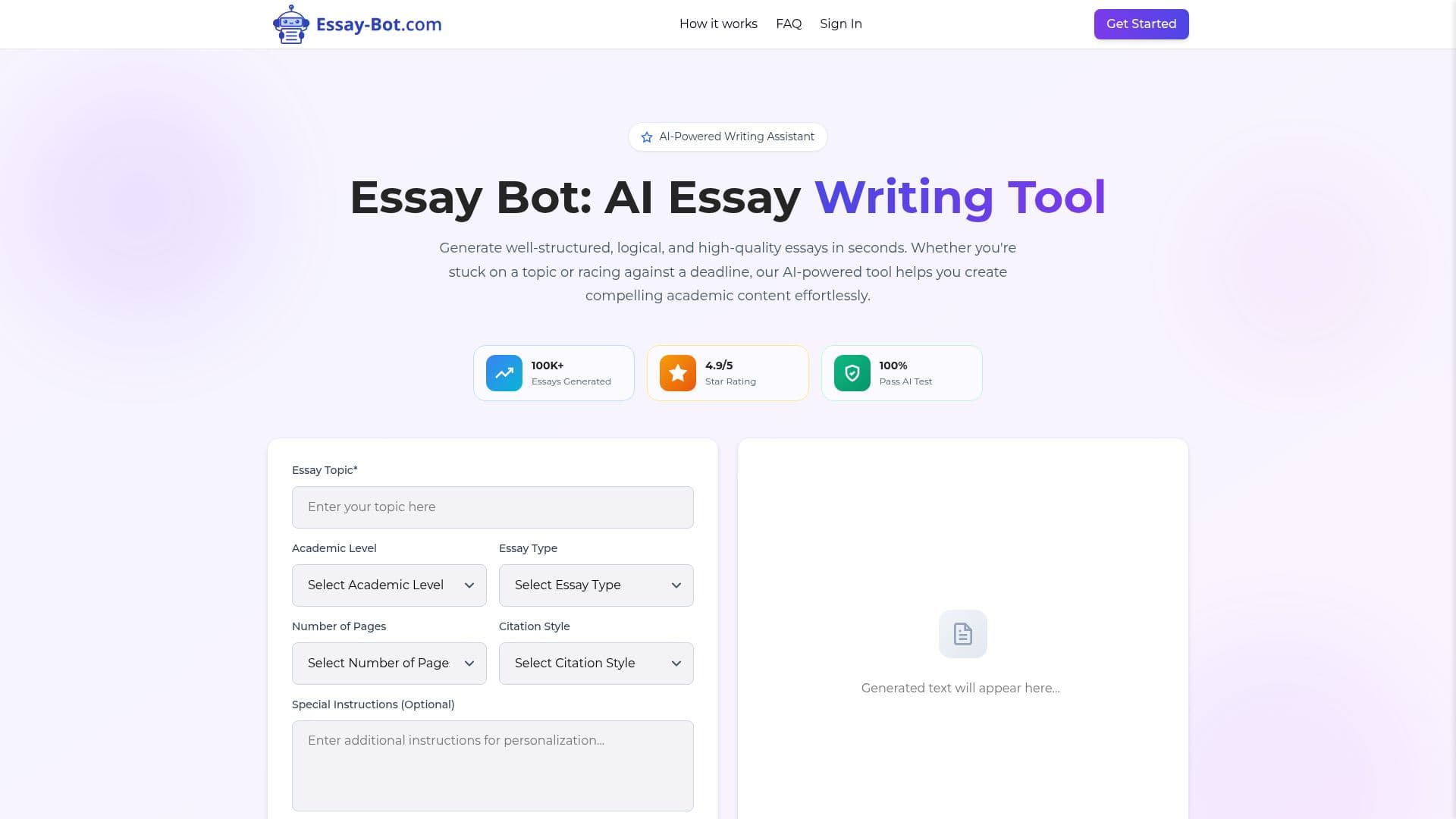 EssayBot - KI-gestütztes Essay-Schreibwerkzeug screenshot