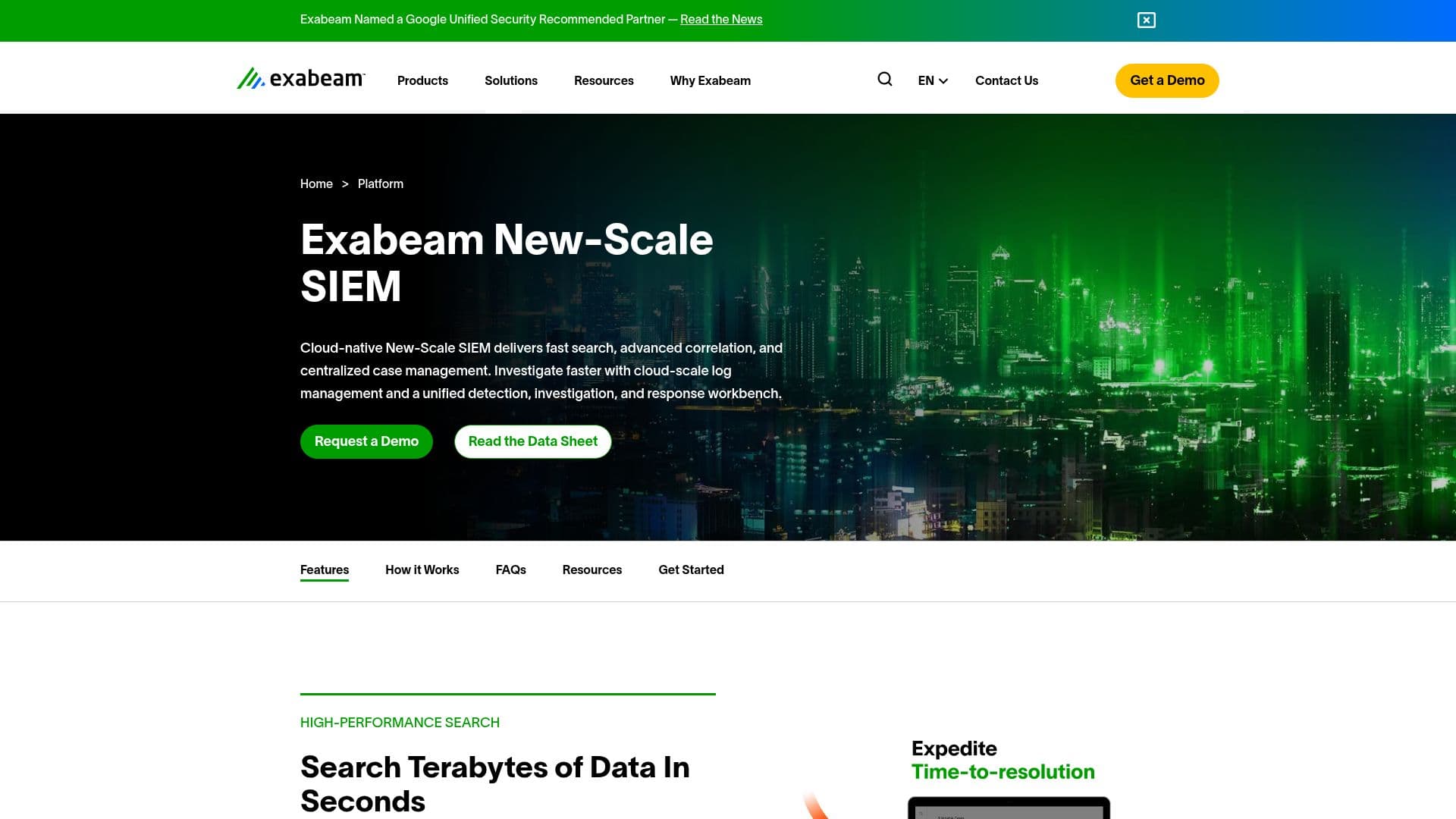 Exabeam New-Scale SIEM screenshot